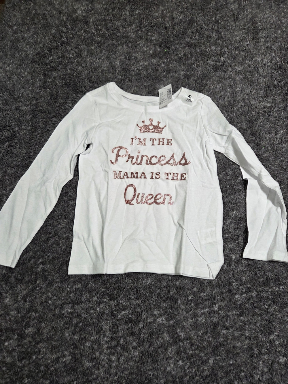 The Children's Place White Long-Sleeve Tee with Rose-Gold Glitter Script